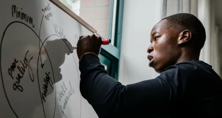 Man writes on the whiteboard