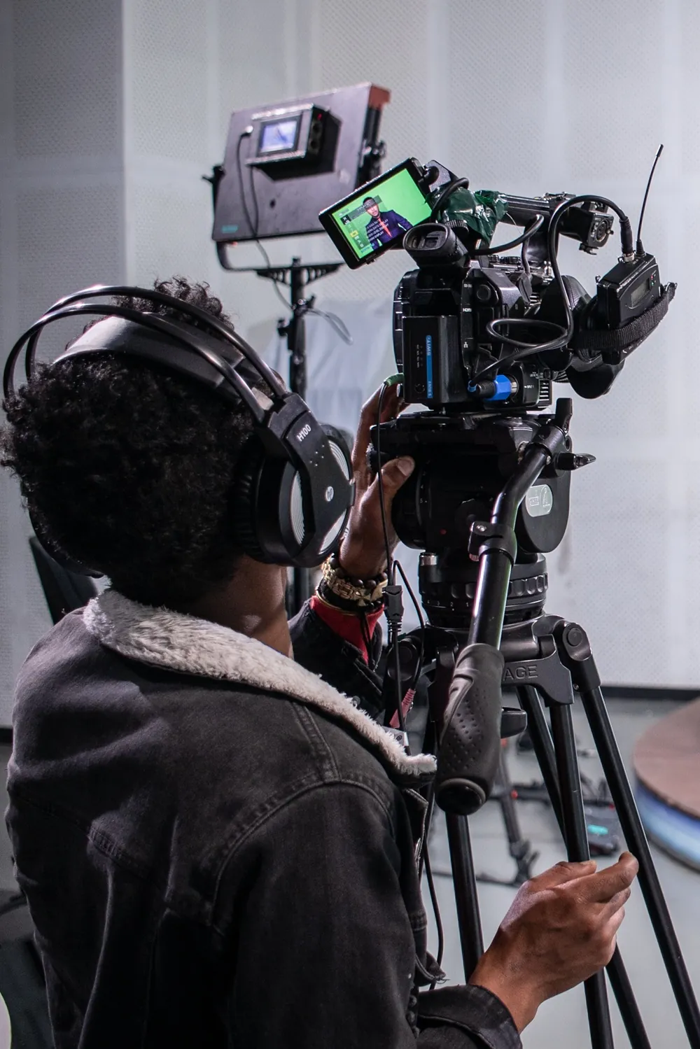 Camera man from behind