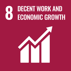 Logo of SDG 8 Promote sustained, inclusive and sustainable economic growth, full and productive employment and decent work for all.